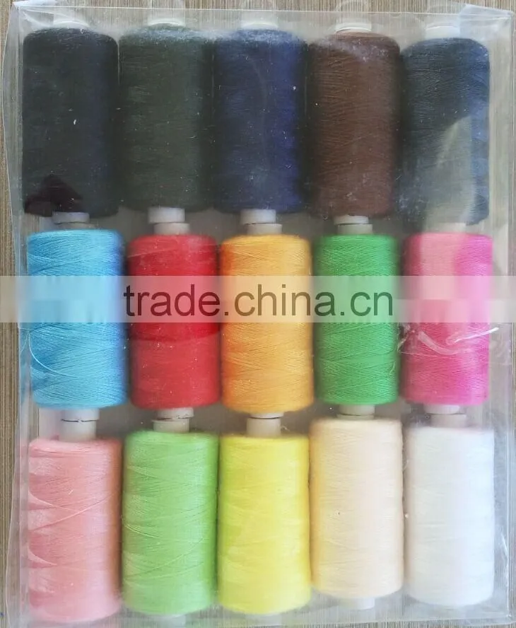 5pcs plastic tube of colorful polyester thread blister on card
