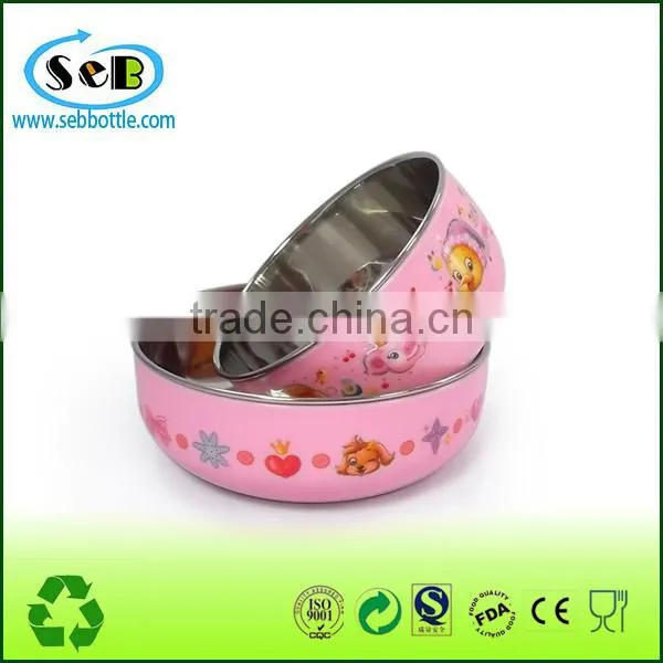 2015 100% Food grade children lunch box stainless steel inner and plastic heat resistant outer , kids luch container