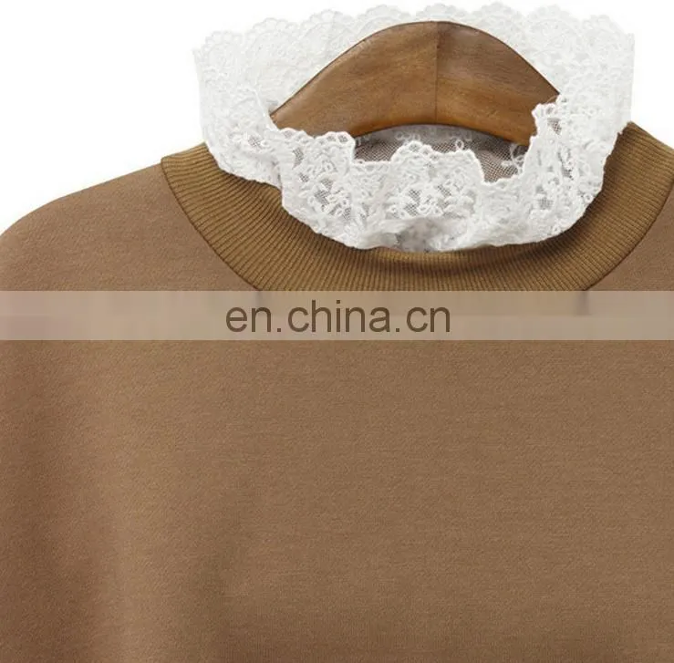 New Ladies Casual Sport Tops Plain Hoody Girls Lace Sweatshirt Jacket Plus Size