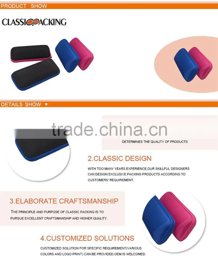 Blue Color Eva Optical Eyewear Case With Zipper