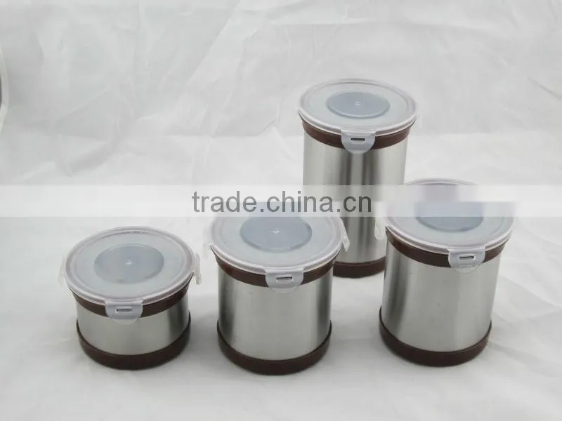 4'' stainless steel canister food container with airtight function