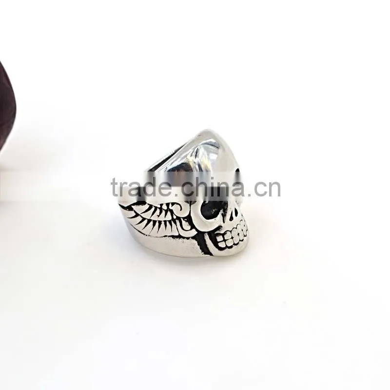 Newest titanium silver 316l stainless steel rings for men skull rings