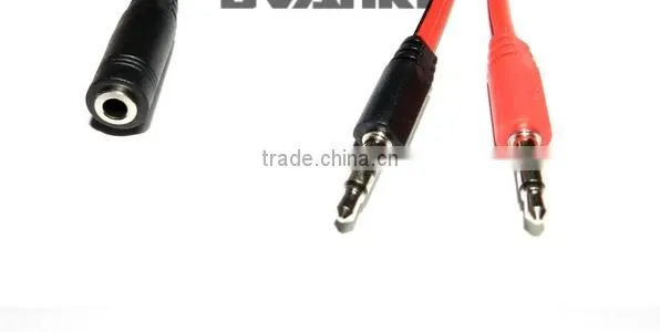 new products 2016 2 in 1 Stereo 3.5mm 2 male to 1 female car audio aux stereo cable free samples