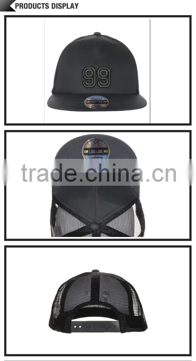 Custom online cheap image flat brim mesh trucker cap for man, embroidery patch trucker cap