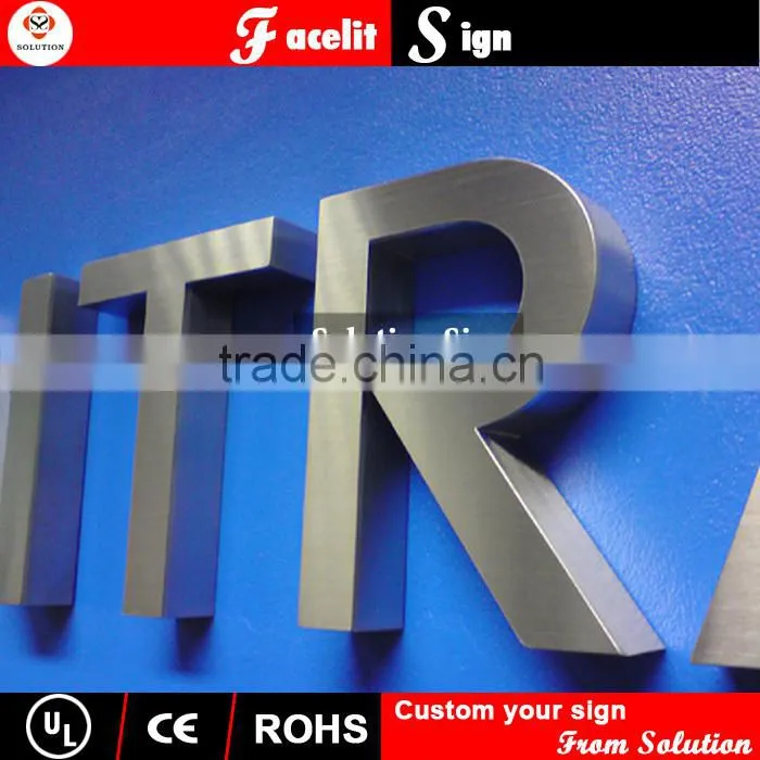 Brushed/mirror stainless steel build up letters