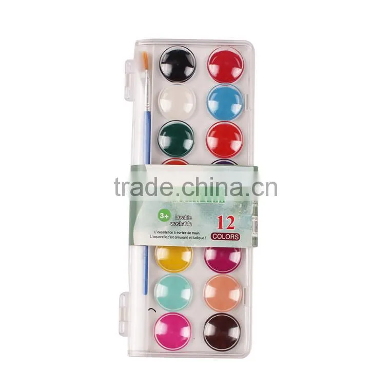 Best Quality Cheap 12Colors Dry Water color Paint Set With Brush In Stock