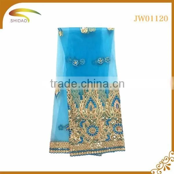 wholesale high quality latest Nigerian decorative embroidery 3D patterned silk fabric market in indian