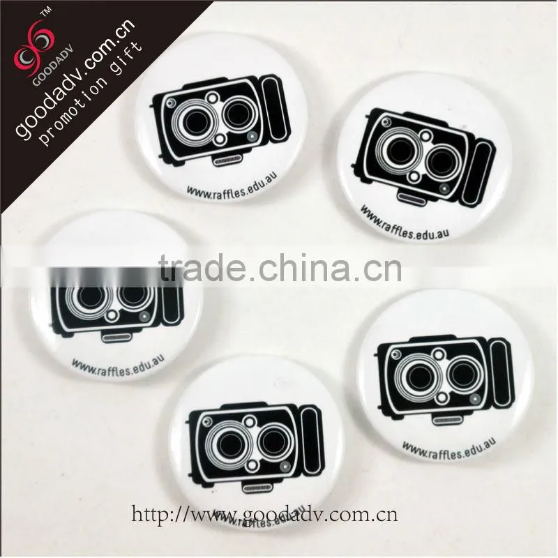 Manufacture cheap fashion promotional tin button badge with logo / wholesale tinplate button badge