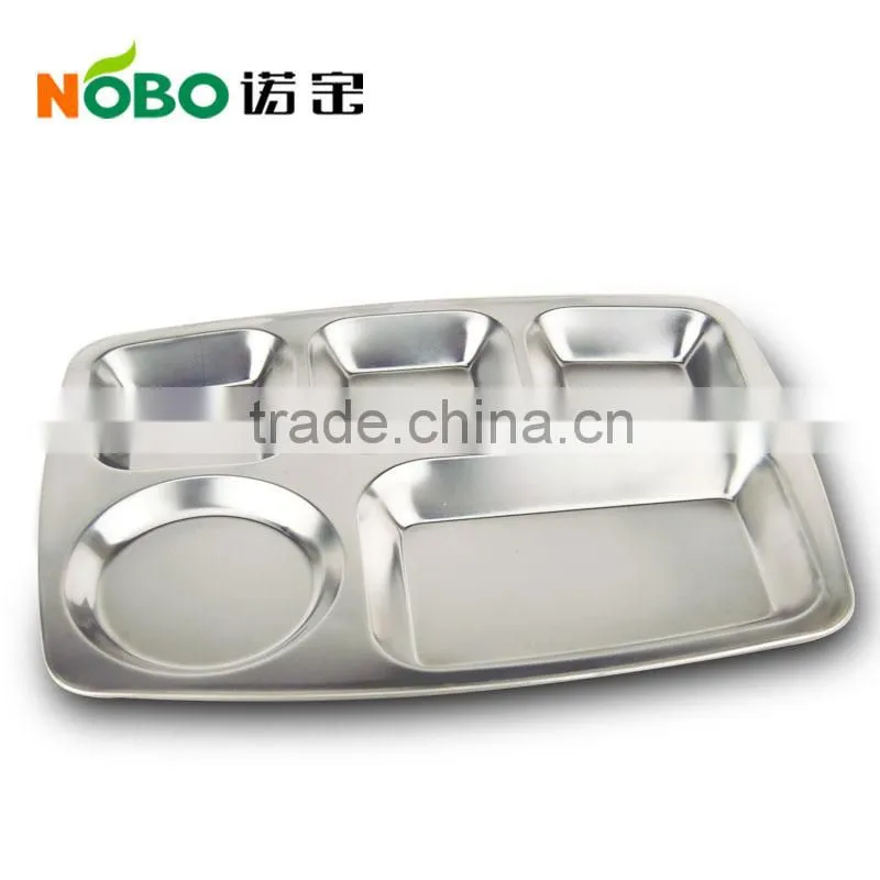 High qulity stainless steel school lunch tray and food tray with 5 compartments