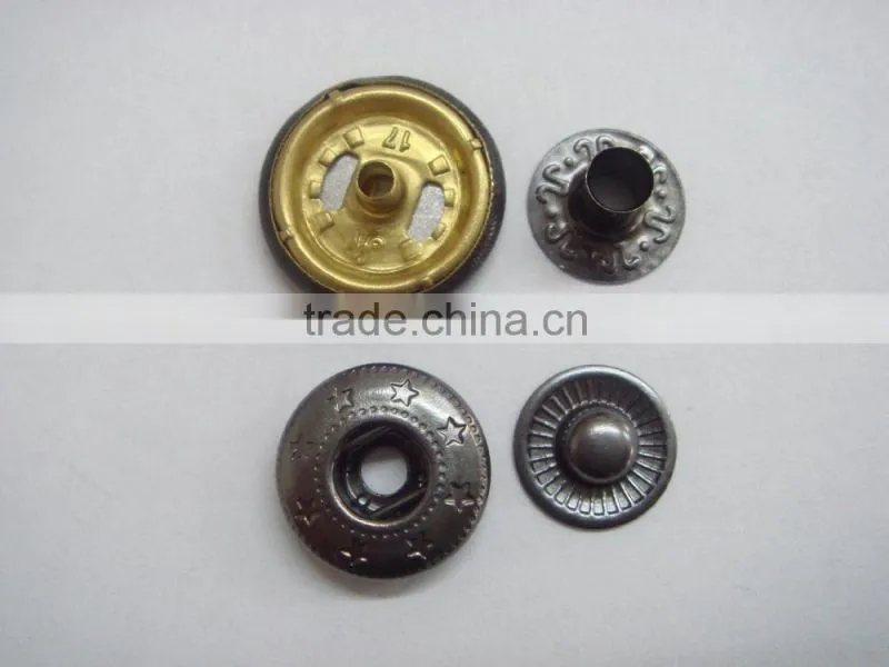 17mm famous embossed four part metal garmenrt snap button