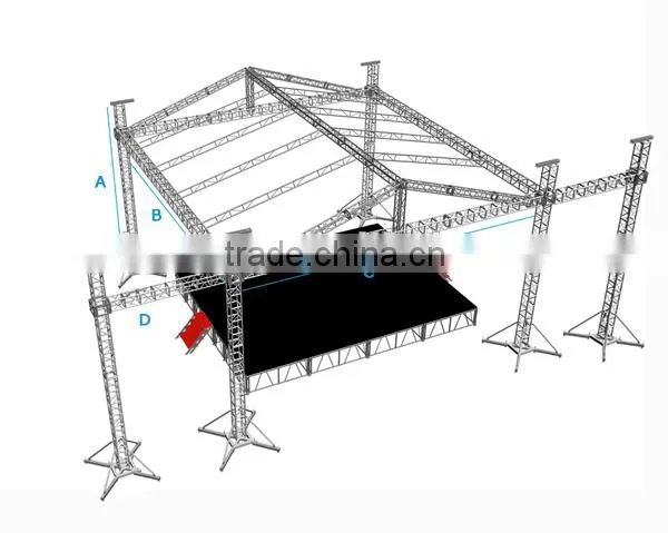 outdoor 6 pillars aluminum truss Roof and Stage with sond wings