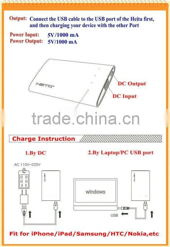 5000 MAH OEM Portable Universal Mobile Power Bank for iPhone5,Samsung Galaxy S3 i9300,HTC