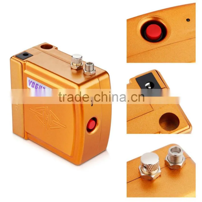 Yellow HS08 Mini Portable Airbrush Compressor Set with UK Adapter for Hobby Cosmetics Nail Tattoo Makeup Body Paint AS-33