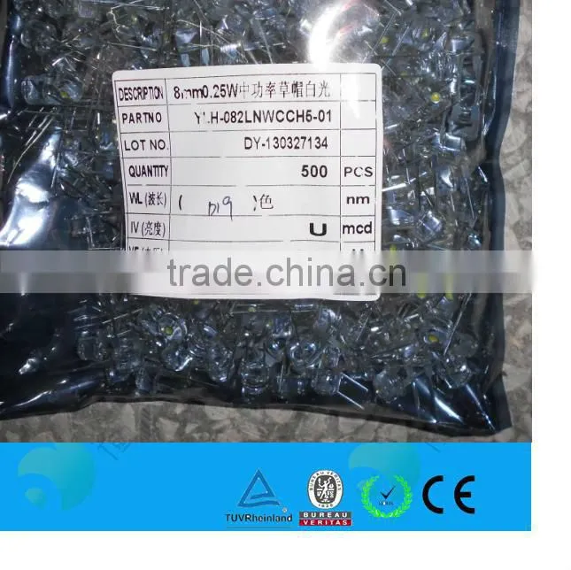alibaba low price DY 8mm 0.28w strawhat white led lamp