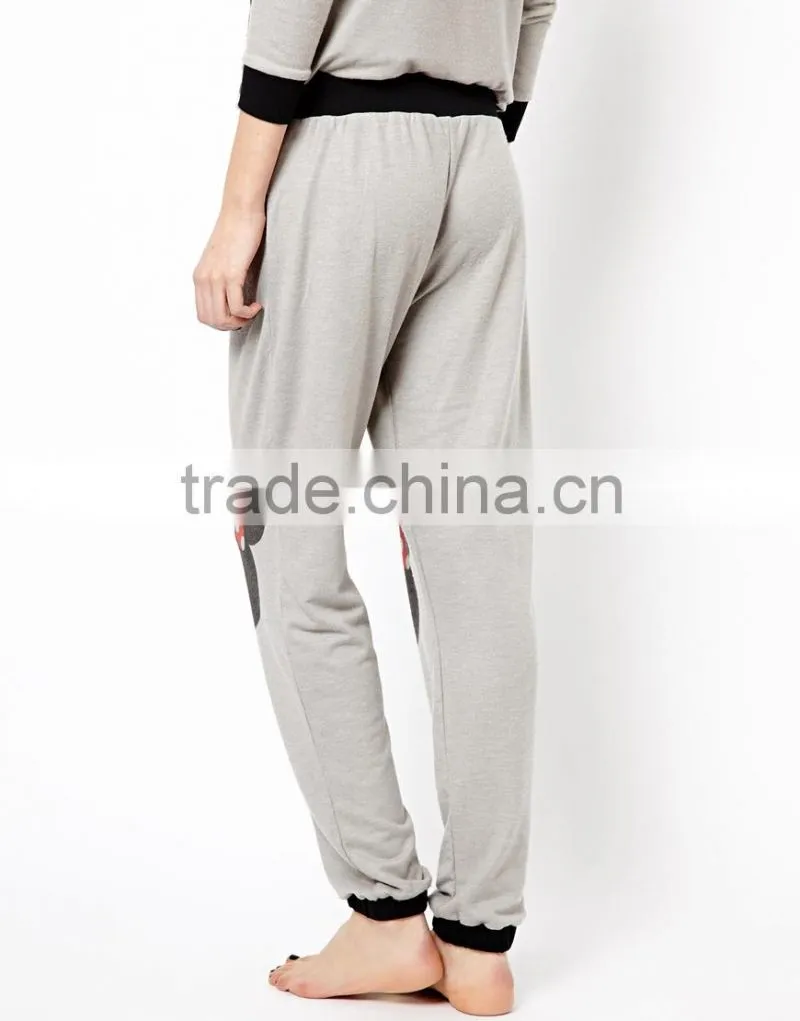 Ladies Petite embroidered with contrast color cuff Onesie Pajamas with Hood