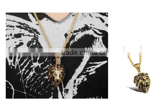 cool men jewellery stainless steel gold lion head pendant