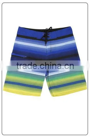 Mens Polyester Board Shorts with Colorful Stripe