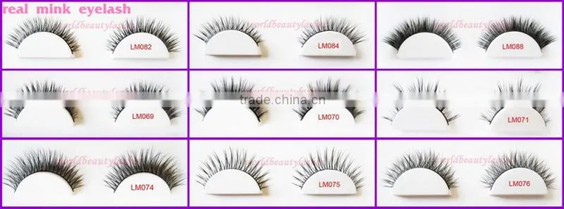 100% siberian luxury mink fur strip eyelashes