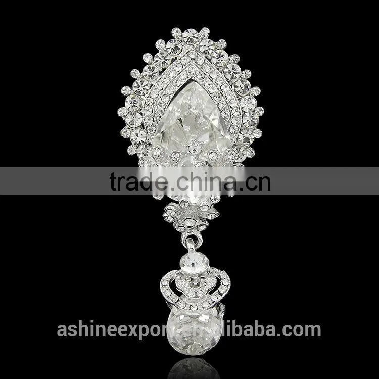 Cheap beautiful bridal marquise bulk crystal rhinestone brooch/handmade rhinestone brooch