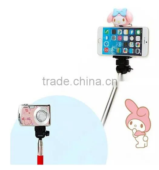 2015 Selling Best Lovely Cartoon Bluetooth Wired Selfie Stick