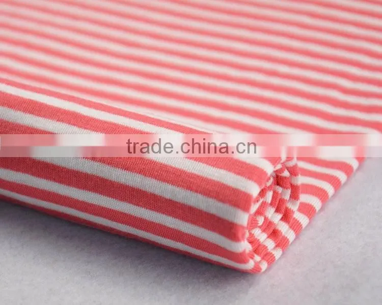 Jiufan textile red white stripe fabric for knitted skirt