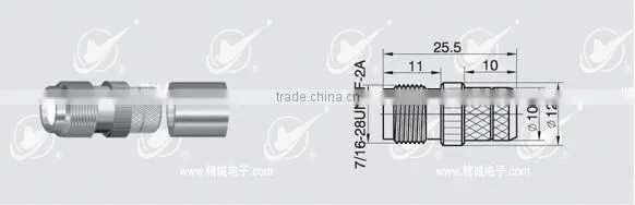 RPTNC connector female body with male pin 7D-FB cable