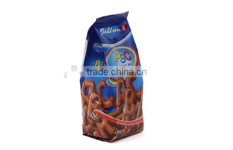 China manufacture chocolate snack plastic packaging bag with moisture proof zipper