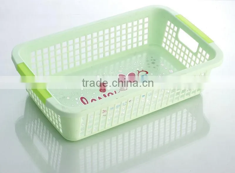 wholesale high grade large size plastic lanudry basket with handle , plastic storage basket