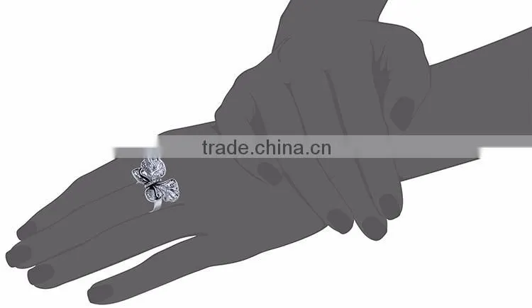 fashion jewelry Butterfly and white diamond new design ladies finger ring