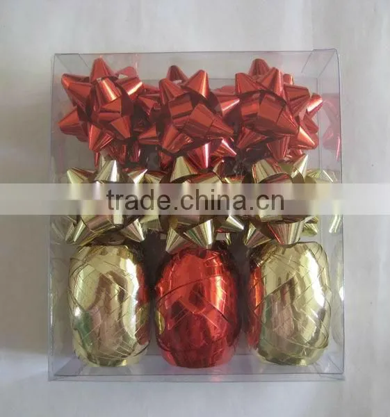 HOT SALE 12PCS Gold/Red Metallic Poly Gift Ribbons Bows Pack, Curling Ribbon Bows