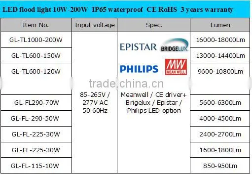 High Bright 30w COB floodlights with Meanwell Epistar Bridgelux 5years warranty for LED factory garage lighting