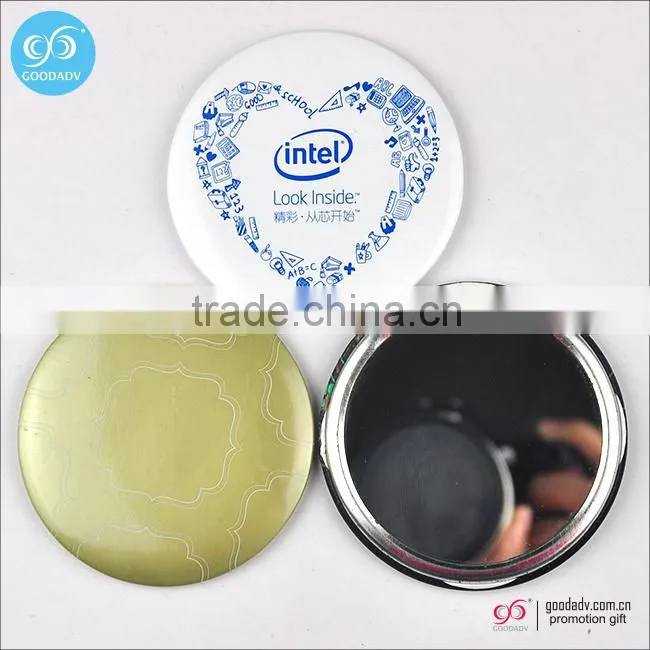 Guangzhou cheap wholesale gift pocket mirror custom made tin makeup mirror