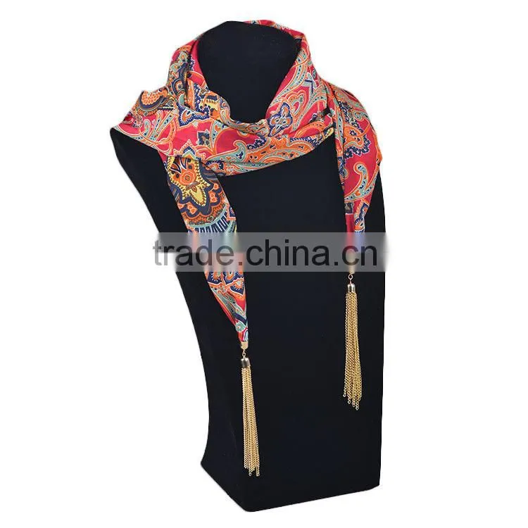 2016 new collections heart shaped pendant jeweled shawls scarves