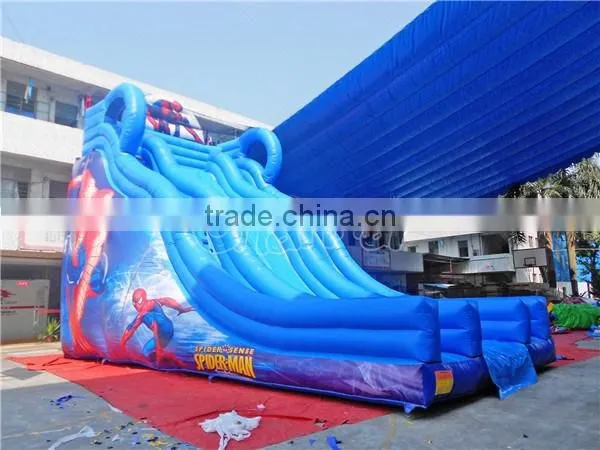 Giant commercial spiderman inflatable dry slide for kids and adults