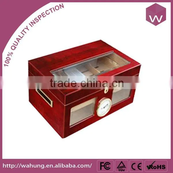 Large Compartments Cigar Box / Cedar Wooden Cigar Box With Glass