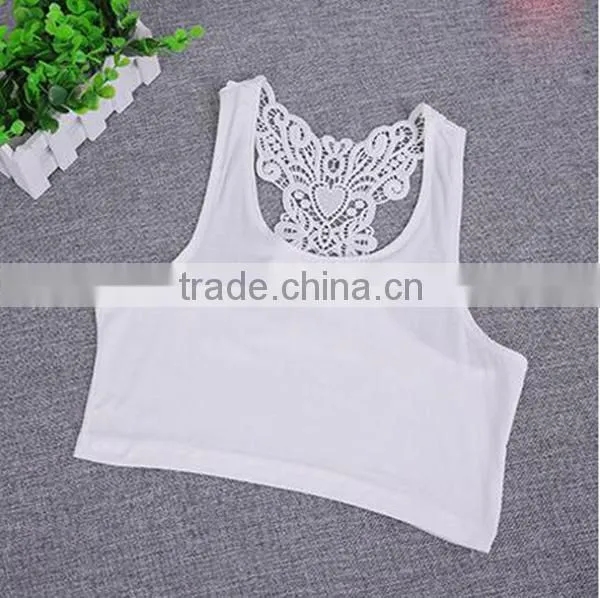 2015 new bra without rims sport bra Bowknot lace sexy beauty back small vest