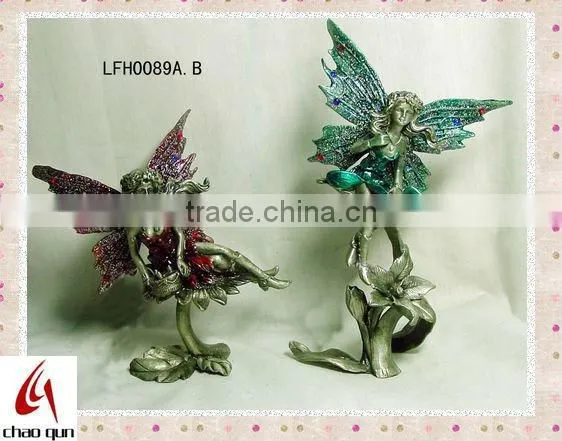 2012 metal lovely fairy with unicorn sculpture 0067