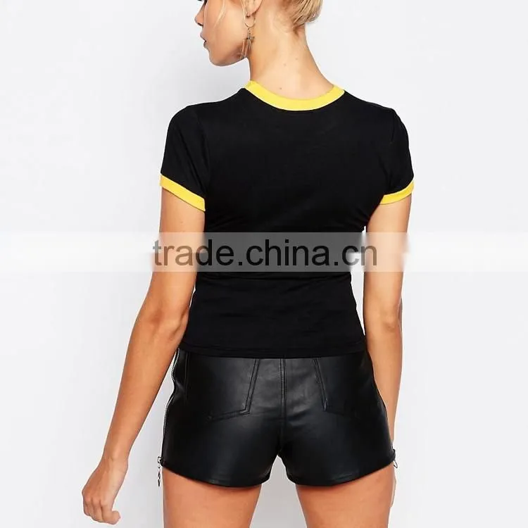 china supplier custom made women tshirt crew neck short sleeve t shirt with flame printing
