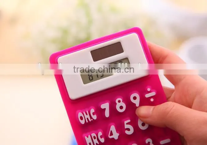 OEM Factory Solar Colorful Transparent Calculator/Solar silicone Calculator