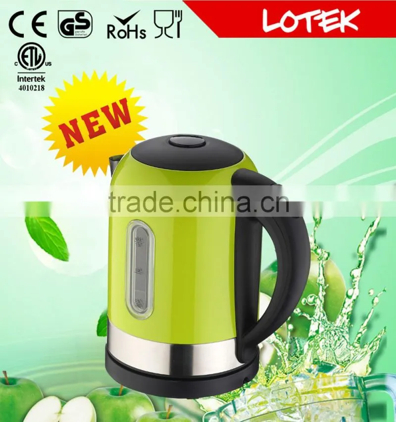 home appliance striking blue LED secure clik on lid stainless steel electric kettle