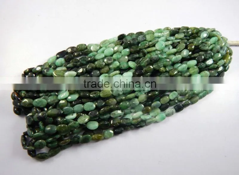 NATURAL SHADED EMERALD OVAL SHAPE BEADS