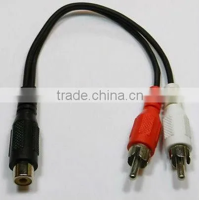 RCA Jack Female to 2 RCA Plug Male Y Splitter Audio Video Adapter Cable Cord