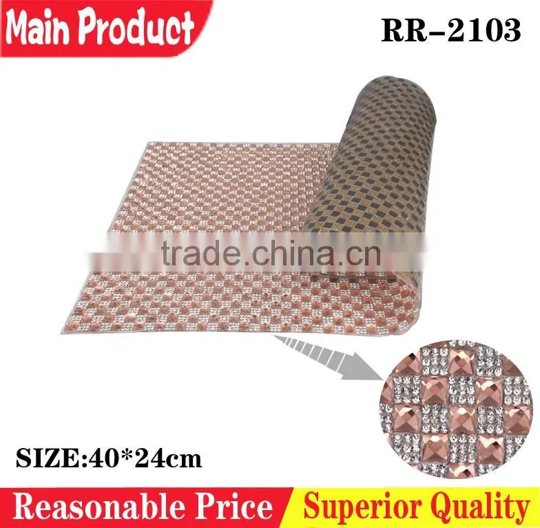 Hot fix crystal diamante rhinestone mesh, colorful rhinestone trimming