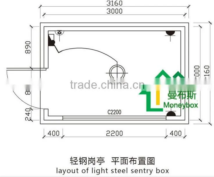 thermal insulation prefab sentry box house for canteen/shop