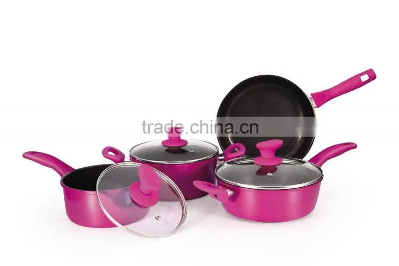 7 PCS Colorful Forged Steel palm restaurant cookware