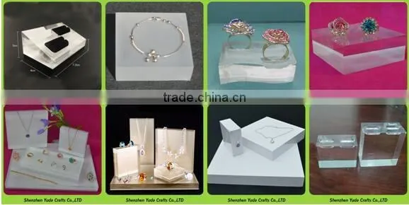 colorful luxury MDF acrylic jewelry display sets elegant necklace rings earrings display durable jewellery holder stand
