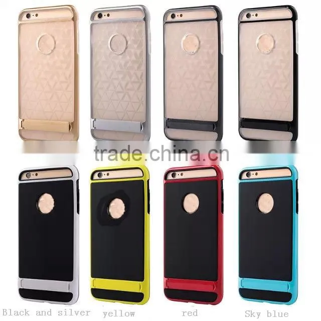TPU + metal cover case with stand for i phone 6 5.5''
