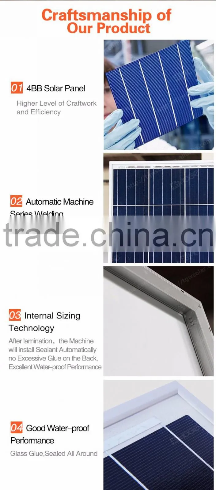 Hanwha A grade 4BB 250w 255w 260w 265w 270w 275w 300w 305w 310w 315w 320w panel solar fabricantes en China with best price