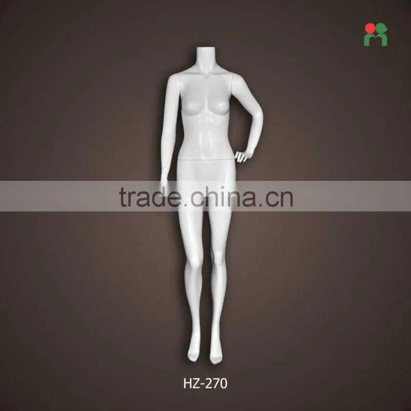 New Window display fiberglass female model flexible(glossy white HZ-270)