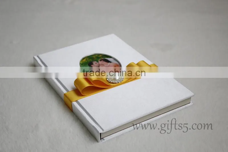 Handmade Hardcover custom wedding guest book with photo frame
